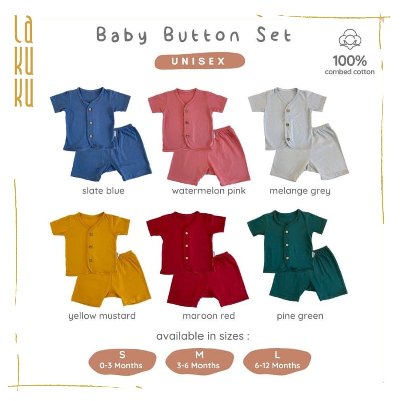 Lakuku - ARDENLEON Baby Button Pendek Polos Short setelan baju celana anak bayi