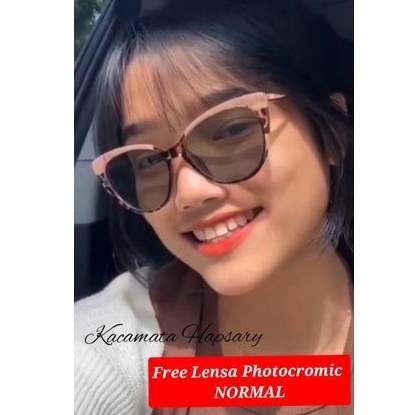 FRAME KACAMATA LENSA PHOTOCROMIC ( NORMAL ) | KACAMATA WANITA 5018 | KACA MATA CAT EYE OZORA