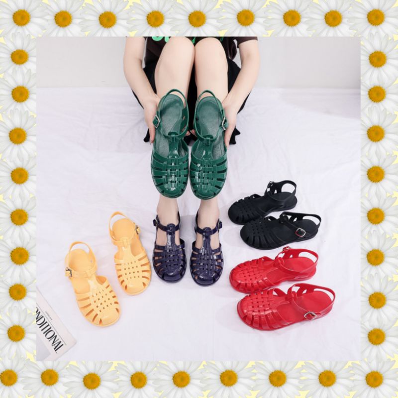 Meisha jelly glossy dewasa ( 36-40)/meisha jelly shoes dewasa/sandal jelly wanita/sandal karet anti slip/sandal kekinian korea/jelly shoes import/sepatu sandal slippers