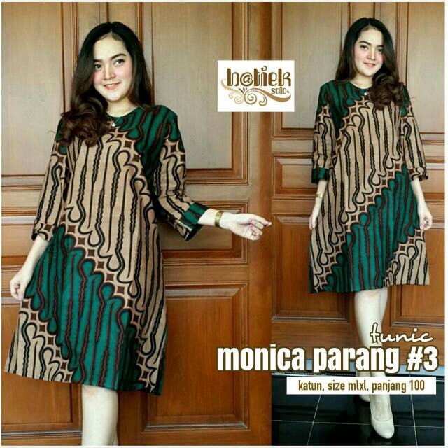 Tunik Monica #163 Parang Warna Sogan Batik Midi Genes Parang Warna Jadul Muslim Pesta Kantoran