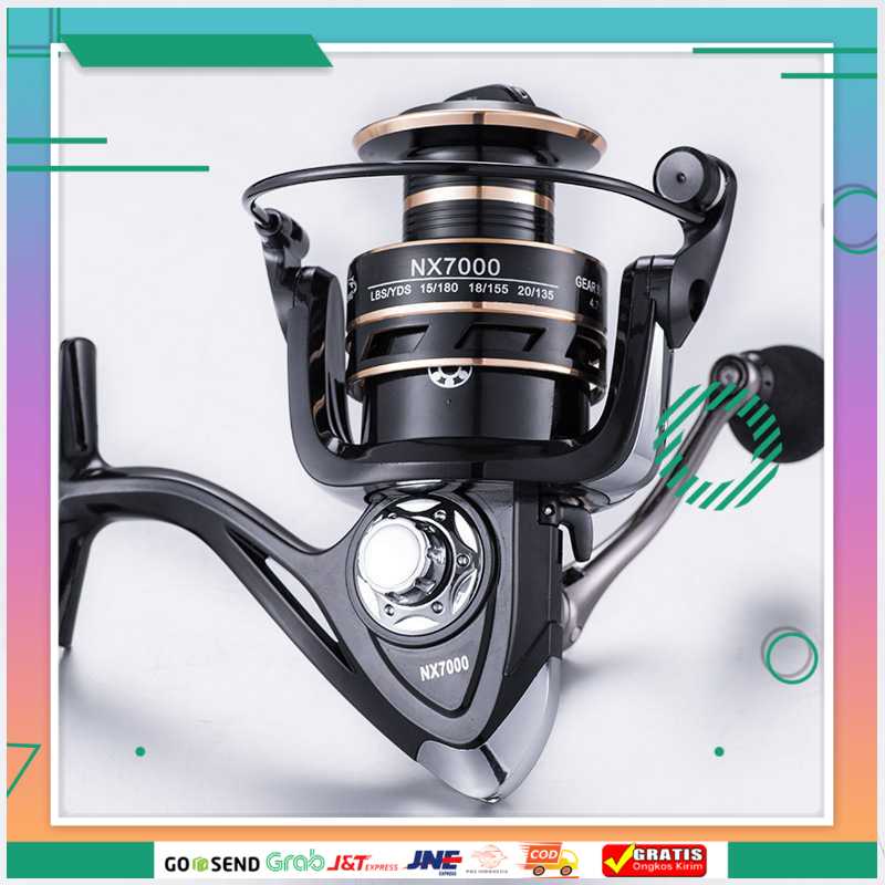 (BISA COD) FTIHSHPGold Sharking NX2000 Series Metal Reel Fishing Reel 5.2:1 Gear Ratio