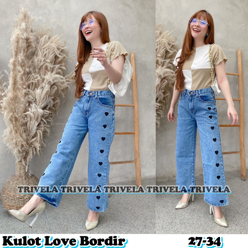 Kulot Jeans Love /. Kulot Jeans Wanita 27-34