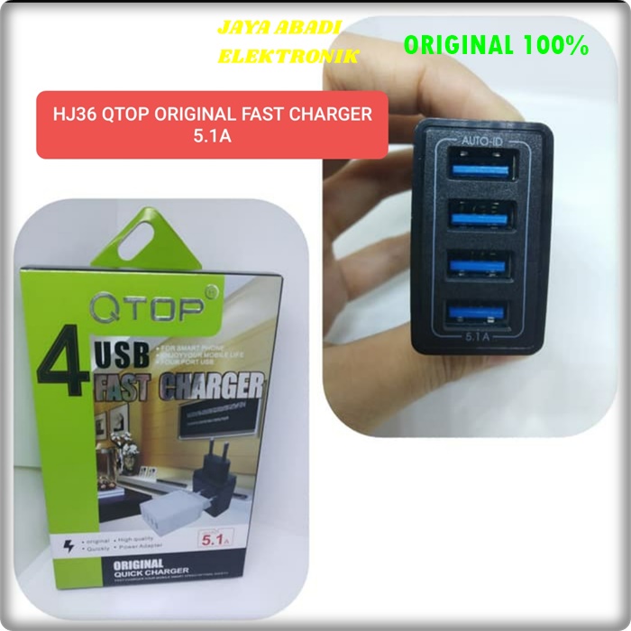 J62 QTOP ADAPTOR BATOK 5.1A KEPALA 4 PORT USB SUPPORT FAST CHARGING TRAVEL ADAPTER CHARGER FLASH CASAN ADAPTIVE QUICK QC FLASH ADAPTOR CAHRGER UNIVERSAL BISA UNTUK SEGALA JENIS MERKHANDPHONE DAN SEGALA USB HANDPHONE BISA UNTUK NGECAS 4 SEKALIGUS