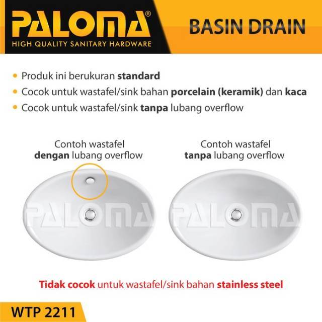 PALOMA WTP 2211 Afur Wastafel Kepala Sifon Pop Up Waste Avur Washtafel