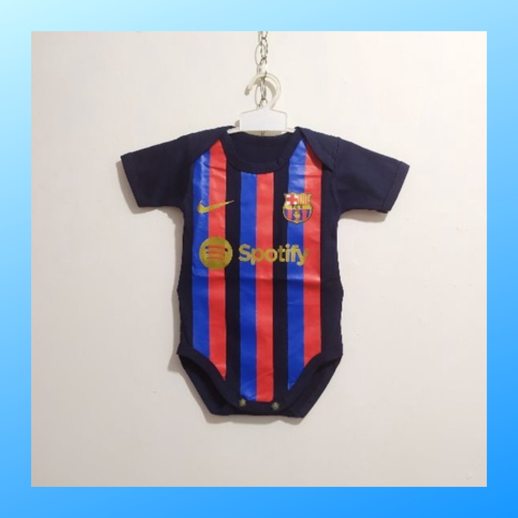 Jumper bayi newborn barcelona baju kodok kaos sepak bola fashion katun jumpsuit pakaian anak romper jersey sport outfit apparel club baby terusan bodysuit barca salur