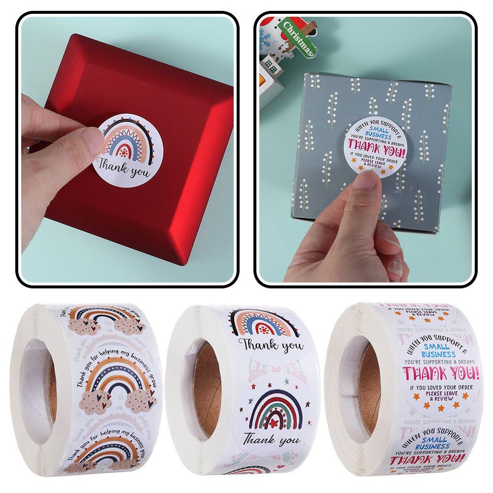 Populer 500pcs 1.5inch Thank You Stiker Alat Tulis Handmade Label Bulat Label Kemasan Hadiah Dekorasi Label Perekat