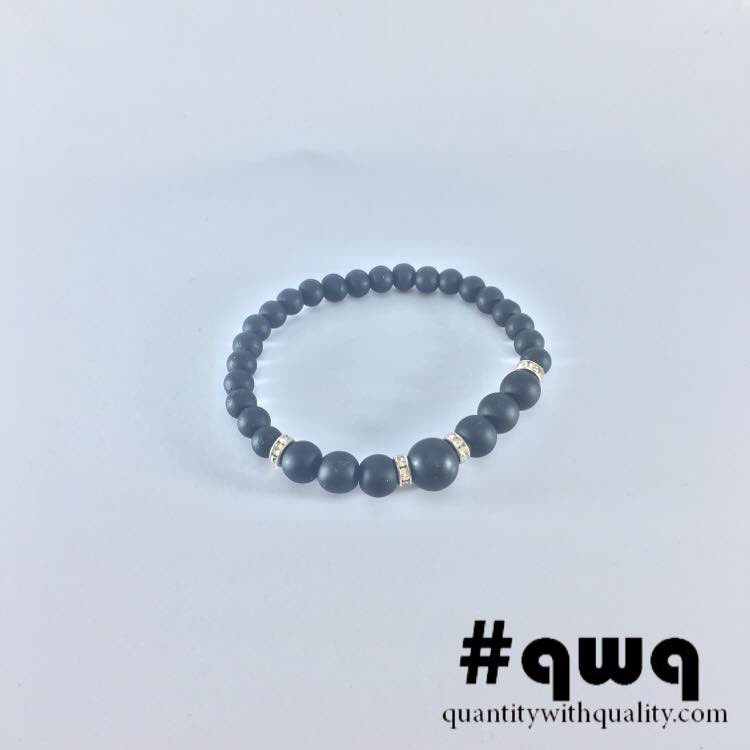 gelang batu alam blackstone and silver charms keren cowok cewek stylish style