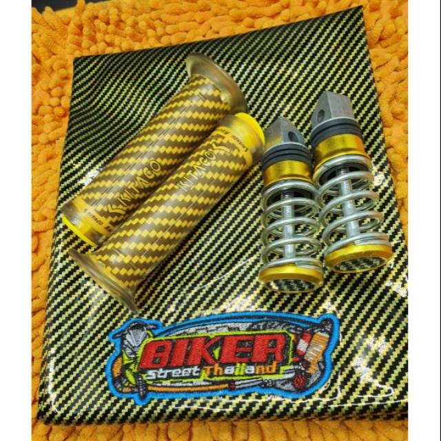 Kulit jok karbon gold + step per + handgrip kitaco karbon