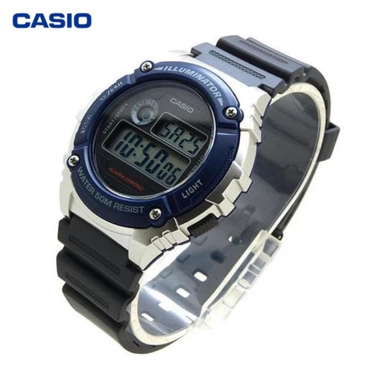 JAM TANGAN PRIA CASIO W-216H-2A ORIGINAL - W216H GARANSI RESMI CASIO