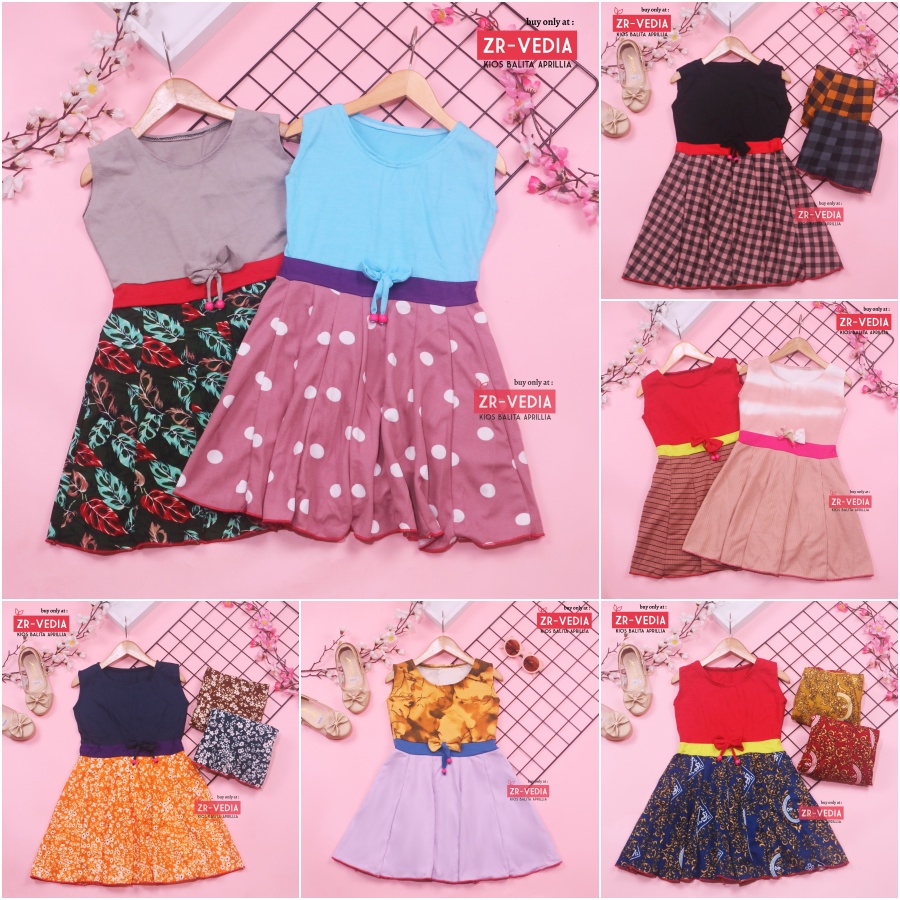 Dress Angel List uk 3-4 Tahun / Dres Anak Perempuan Cewek Baju Motif Murah Casual Pesta Yukensi Adem