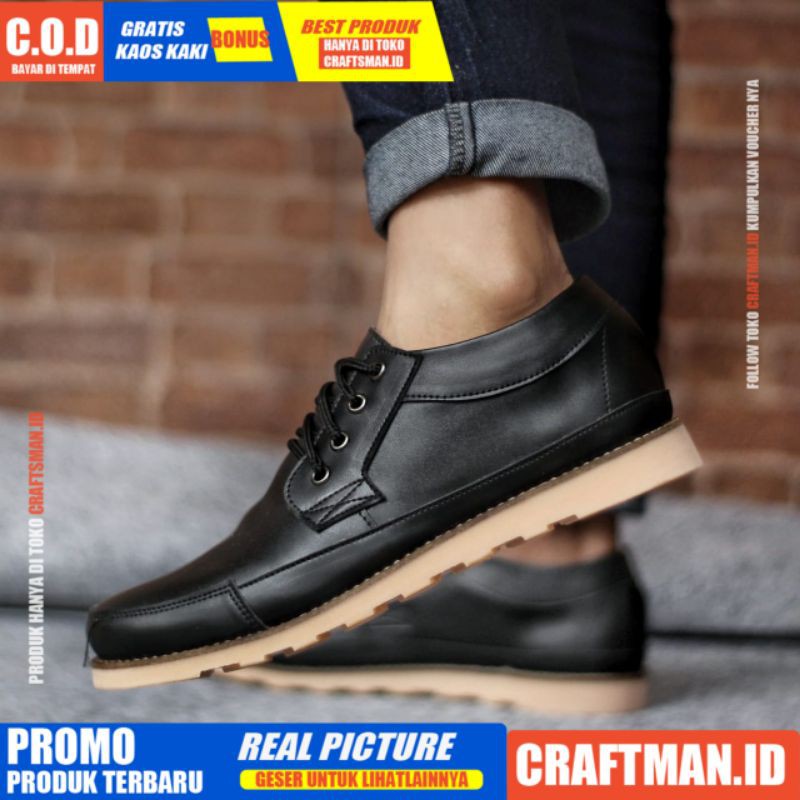 CRAFTS - Sepatu Formal Sepatu Pria Casual Kerja Kantor Kulit Pu Sneakers Casual Pantofel Pria Sepatu Kerja Kantor Pria Ori Sepatu Kasual Semi Formal Kuliah Gaya Santai Keren Terlaris