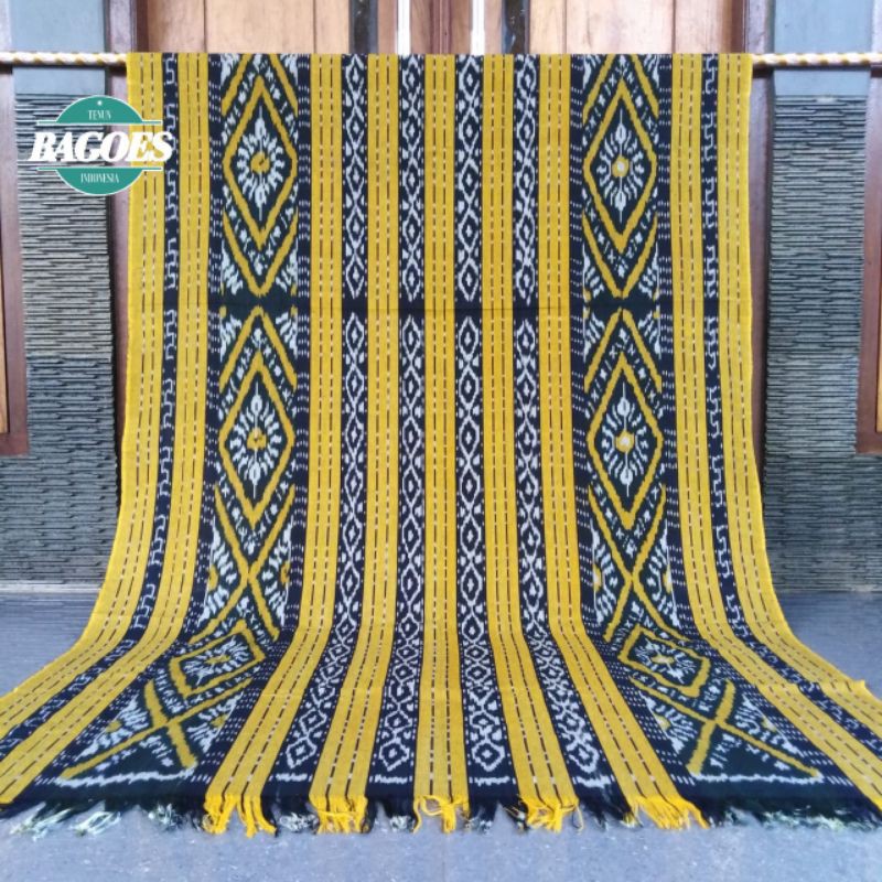 Kain Tenun Etnik Blanket Etnik Troso Jepara Motif Kalimantan Warna Kuning