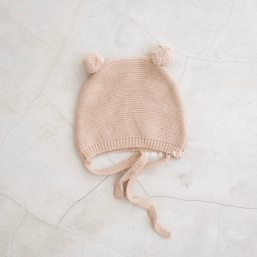 Little Sosete Bear Beanie Bonnet - Topi Bayi Newborn Hat Aksesoris Kepala Rambut Anak Baby