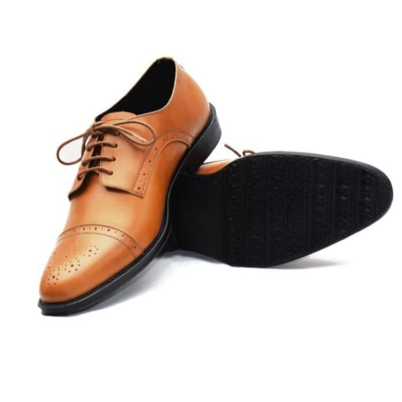Sepatu Pantofel Pria Clasik WTN-1 Kantoran Sepatu Kerja Pesta Cowok Keren Kulit Asli Brown Hitam -44