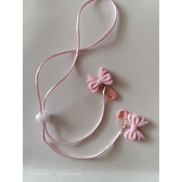 strapmasker hijab tali serut bandul pita gembul strap kalung pengait masker 2in1