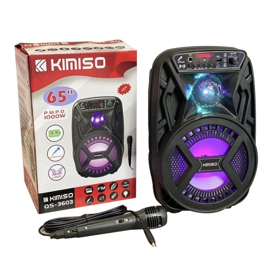 Promo Terbaru!!! Speaker Bluetooth Portable KIMISO QS-3603 Gratis Microphone Speaker Karaoke 6.5&quot; Inchi Extra Bass Berkualitas Original