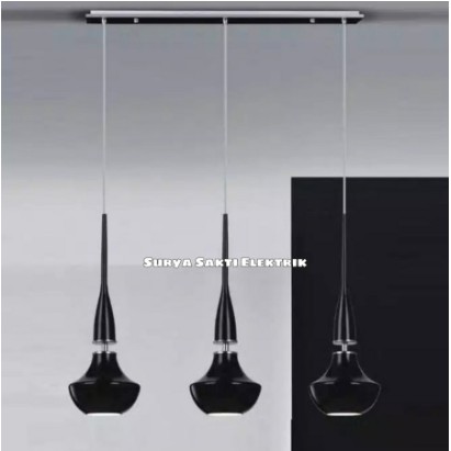LAMPU GANTUNG MINIMALIS RUANG MAKAN 3 IN 1 HITAM