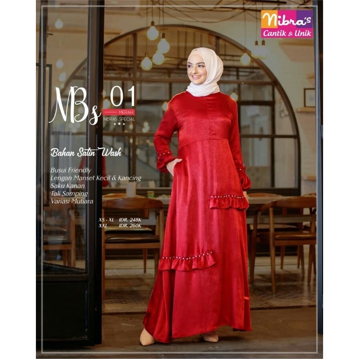 NIBRAS GAMIS MUSLIM WANITA NBS 01 MERAH XS DAN UNGU S