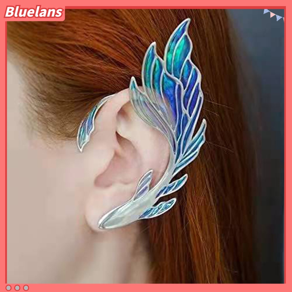 1 Pc Anting Klip Tanpa Tindik Desain Sayap Kupu-Kupu Naga Warna-Warni Untuk Cosplay