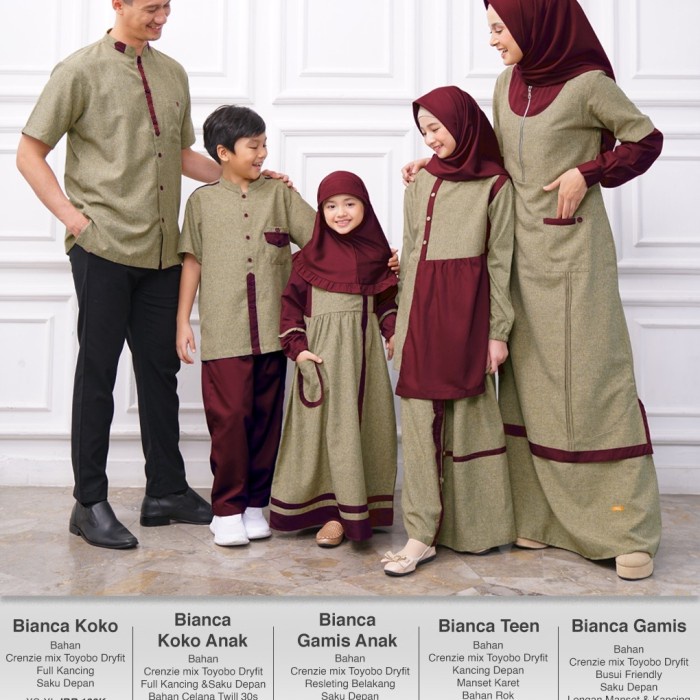 Set-Family-Muslim-Busana- Ori Nibras Sarimbit Keluarga Terbaru 2021 Bianca Baju Lebaran Gamis - Teen