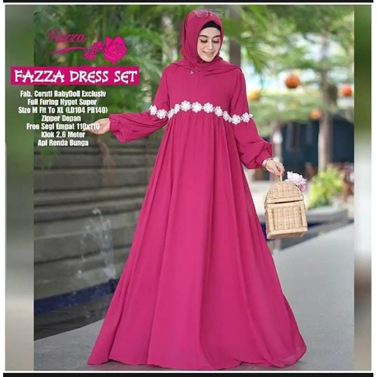 Fazza Dress Set/Gamis Original /Gamis Syar'i Remaja/Gamis Syar'i/Baju Muslim/Fashion Hijab muslim