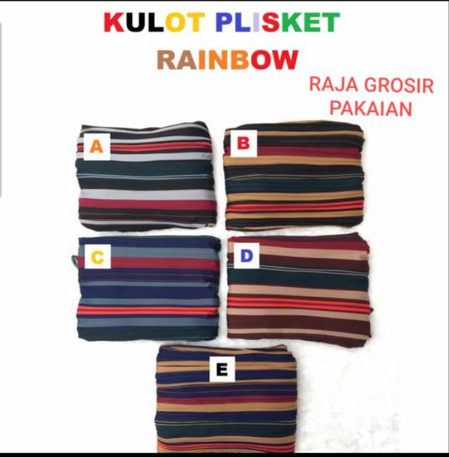 Celana Kulot Plisket Rainbow Premium / Kulot Plisket Salur Premium