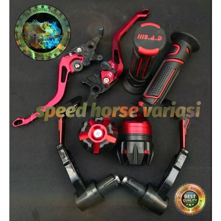 Paket murah meriah Paket Variasi Motor Handle rem Stelan N max+Handgrip Neon+jalu As roda+Proguard Robot babet depan