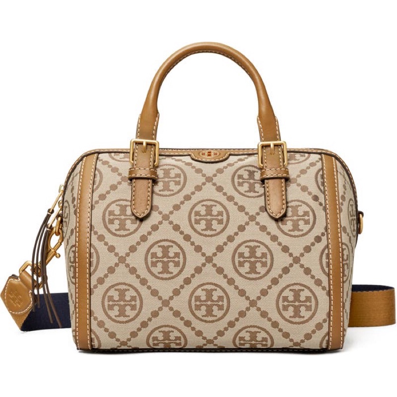 T Monogram Jacquard Barrel Shoulder Bag TORY BURCH