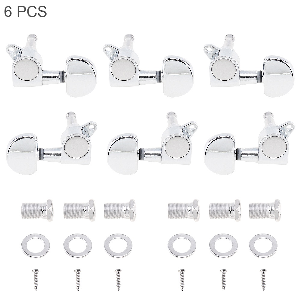 6pcs Tuning Pegs Kepala Semi Lingkaran Warna Silver Untuk Gitar Akustik 40 / 41 Inch