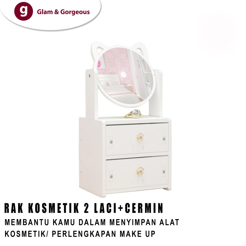 Rak Kosmetik Skincare Cermin Tempat Makeup Rak Penyimpanan serbaguna Murah DS035