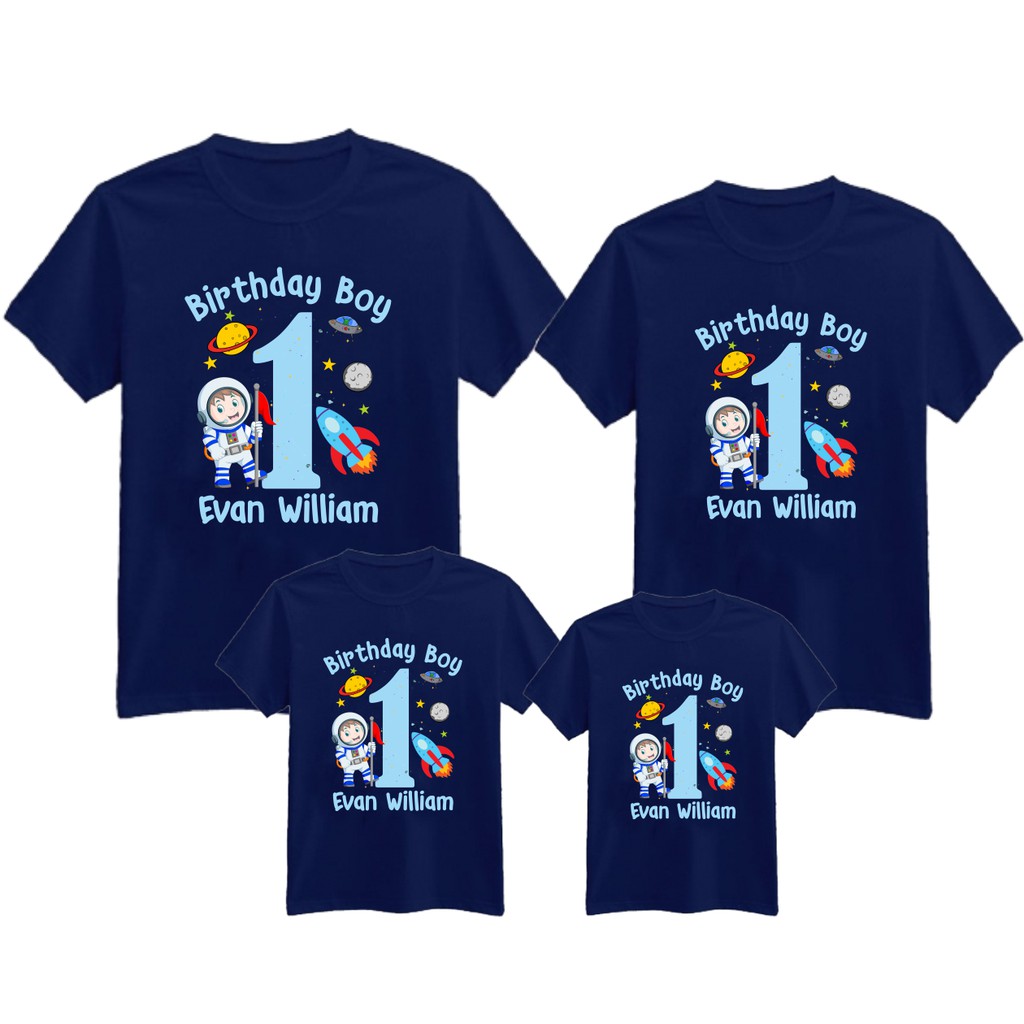 Baju Kaos Keluarga Family Ulang Tahun Request Nama Custom Astronot