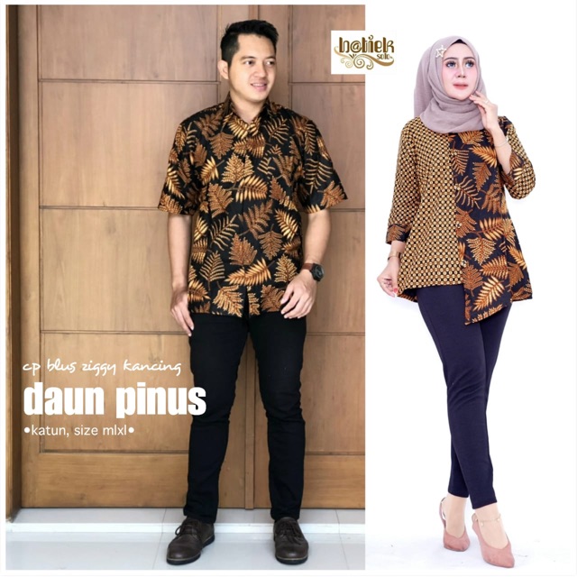 COUPLE BLUS ZIGGY DAUN PINUS MURAH COUPLE BATIK SOLONAN 