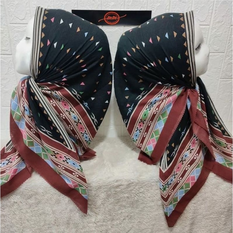 promo hijab segi empat denay voal motif Dian pelangi mustard