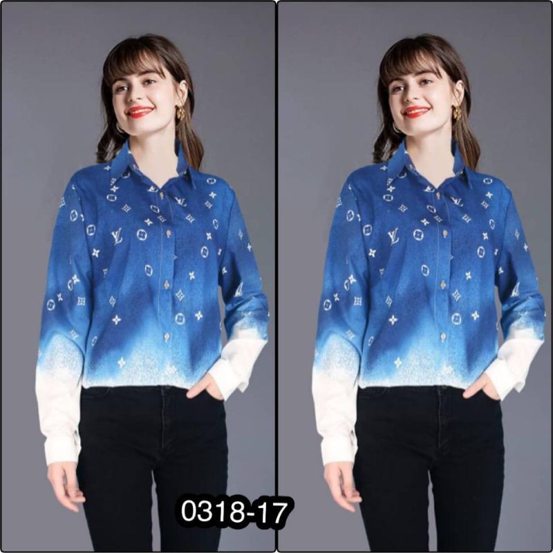 LC01- #AL0318-17 Kemeja LV Satin 127.000 Bahan Satin Import
