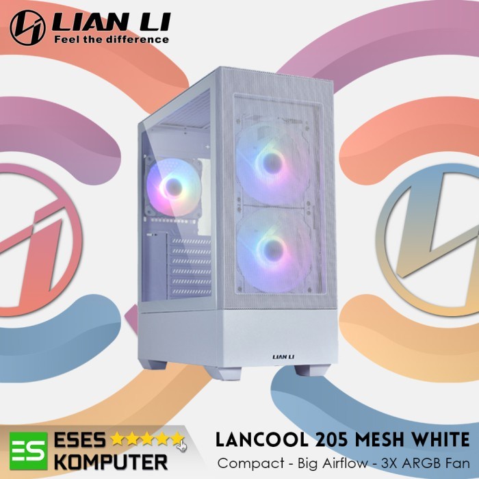 Case LIAN LI LANCOOL 205 MESH WHITE ARGB | ATX Mid Tower | 3X ARGB Fan