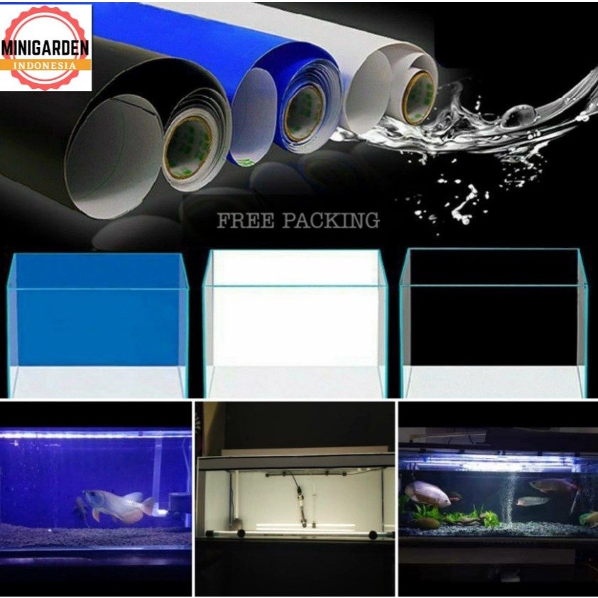 BACKGROUND AQUARIUM ROLL 15METER wallpaper polos hitam biru motif laut