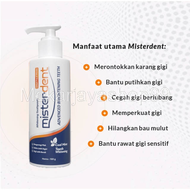 (BONUS MASKER DUCKBILL) BPOM Misterdent Advanced Brightening MENGATASI GIGI KUNING dan KARANG GIGI secara INSTAN