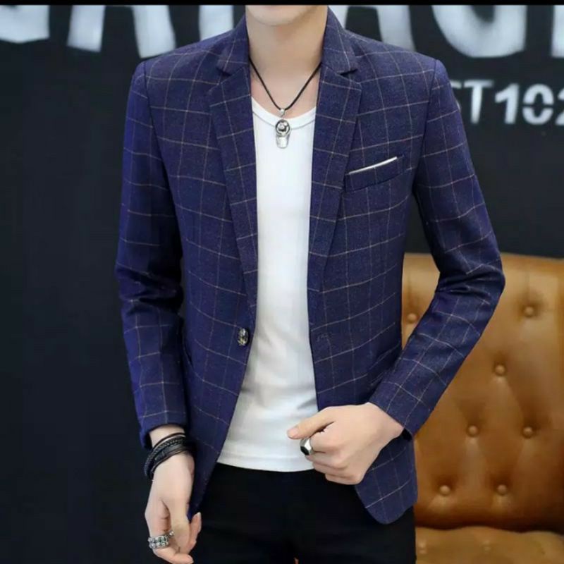 Blazer motif kotak pria / Jas kotak pria / Jas motif kotak