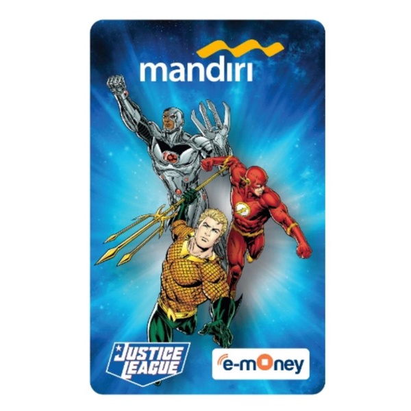 Mandiri eMONEY Justice League - AQUAMAN, THE FLASH, and CYBORG ORI /Like eTOLL Tapcash Flazz or Brizzi