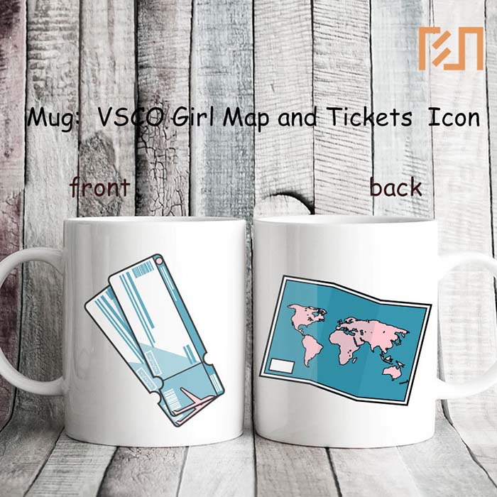

Mug VSCO Girl Map and Tickets Icon