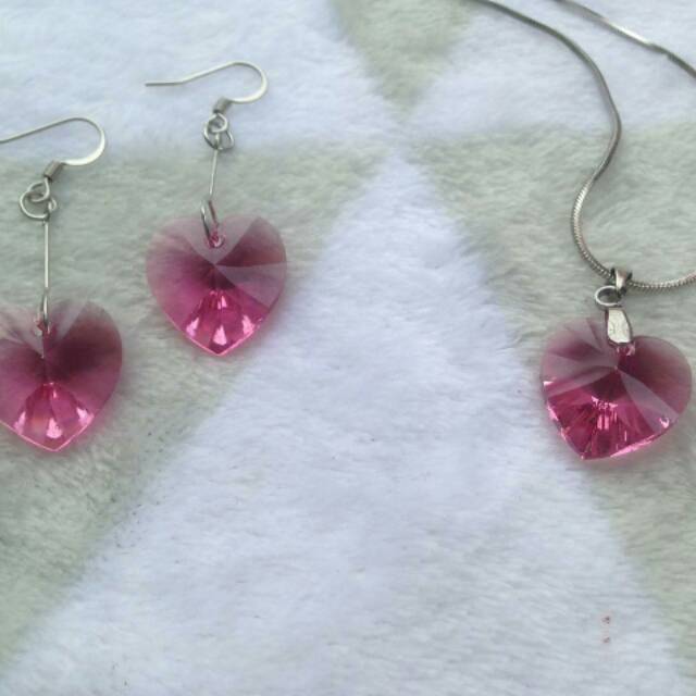 Kalung Anting Kristal Swarovski 1 set