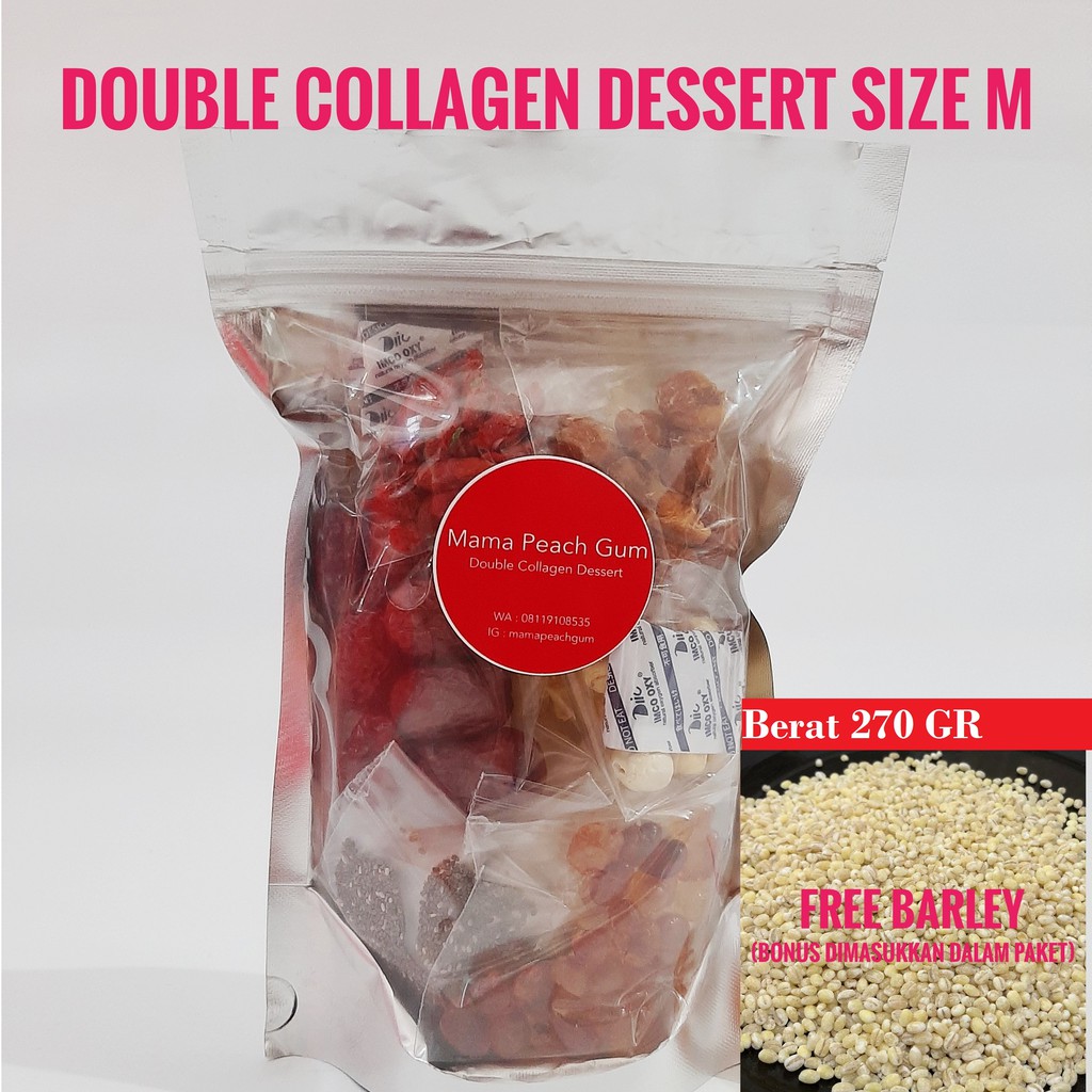 Double Collagen Dessert Size M ( Peach Gum , SNow bird nest ) BONUS PEACH GUM SEPERTI DIFOTO