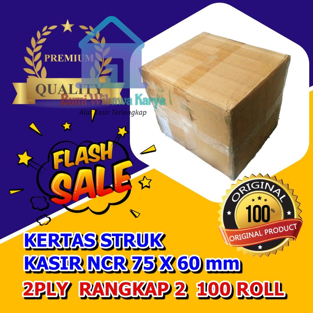 

KERTAS STRUK KASIR NCR 75 X 60 mm - 2PLY - RANGKAP 2 - 2 PLY 100 ROLL