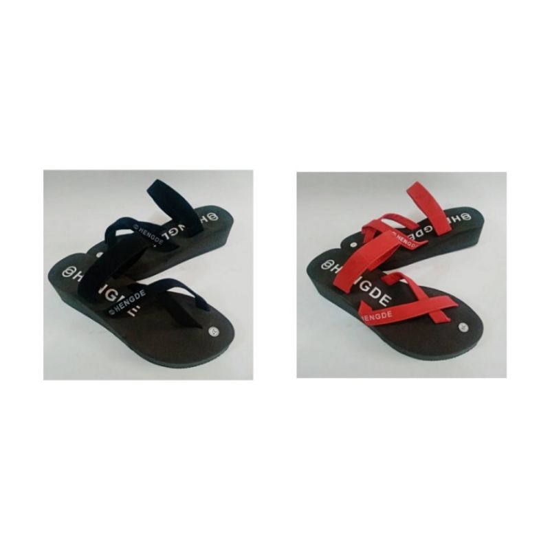 SANDAL SPON WEDGES  SLG WANITA TALI SILANG