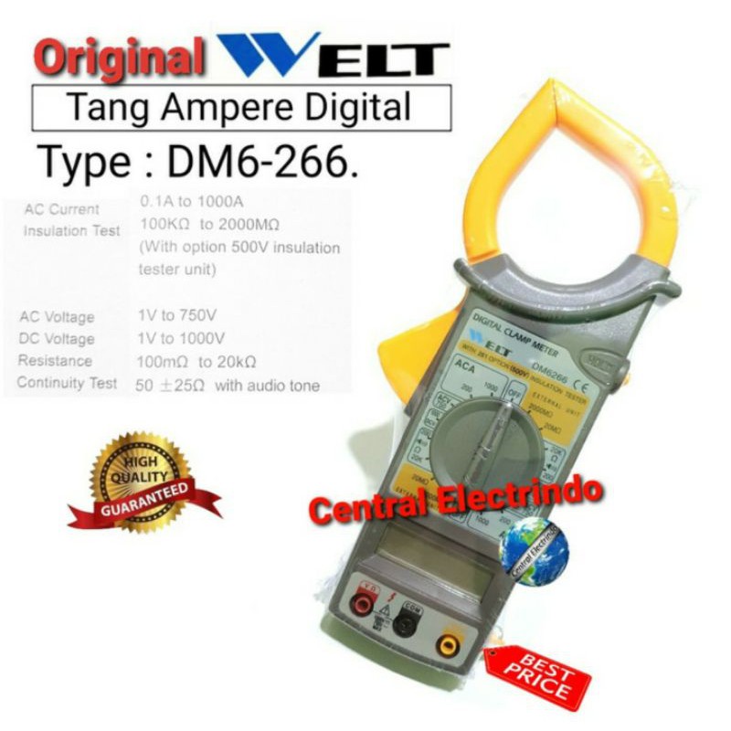 Tang Ampere Digital WELT/EWIG DT-266/DM6266 Digital Clamp Meter.