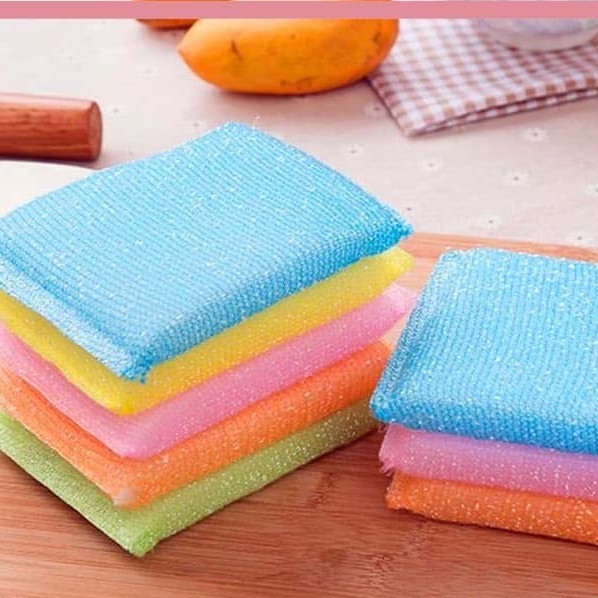 Spons Cuci Piring isi 4  Warna Warni/ Sponge Sabut Jaring/Spons Cuci Piring Busa Jaring Isi 4 pcs/ Spons Busa Serbaguna Alat Dishwashing Dapur Masak Busa Serbaguna isi 4/Sponge Spon Busa Cuci Piring Bantal 1 Ikat isi 4 Pcs