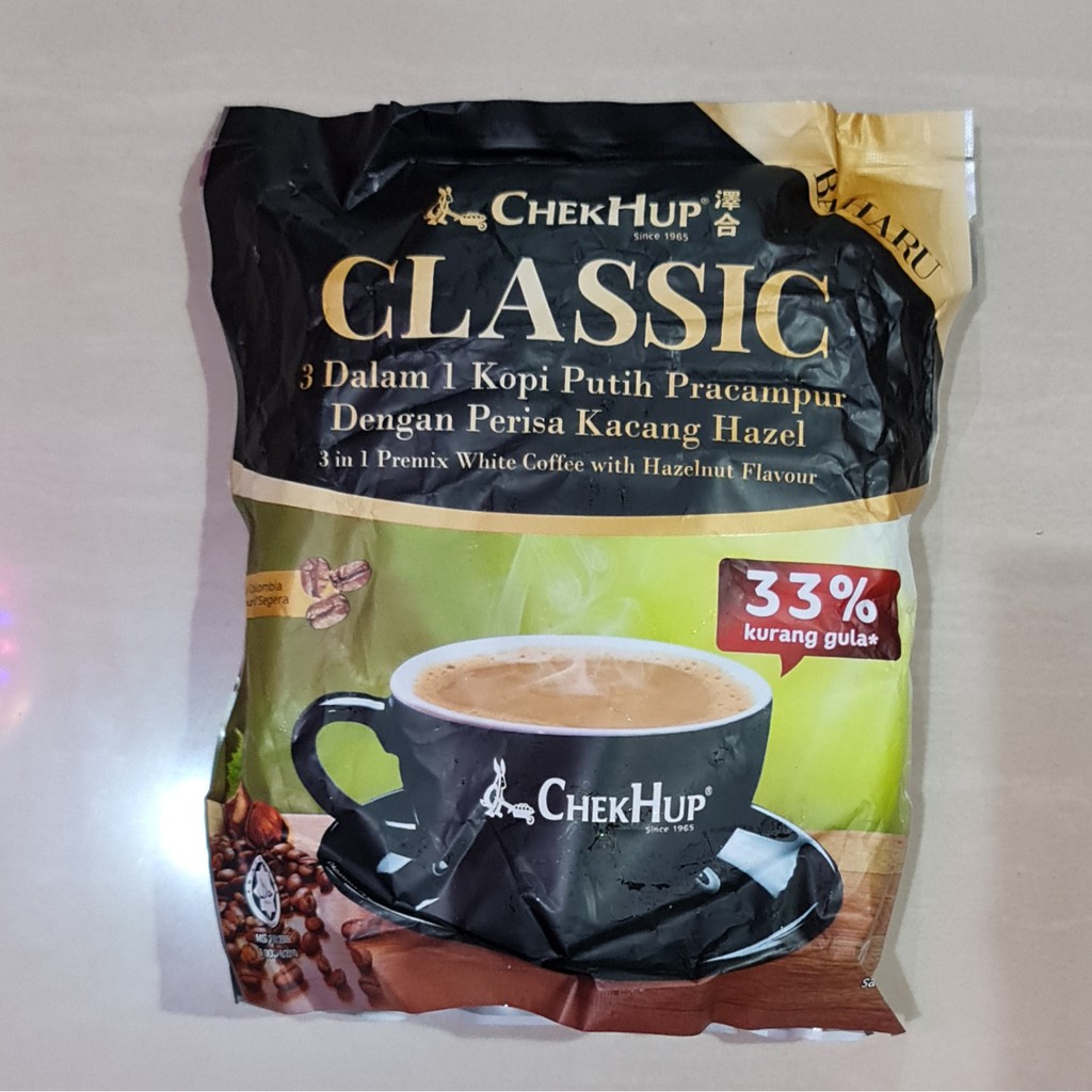 Kopi Chek Hup Classic Hazelnut 3in1 Pracampur Less Sugar 12 x 37 Gram