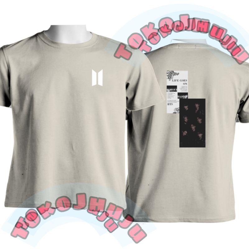 Baju Kaos BTS Life Goes On Foto belakang + logo kiri