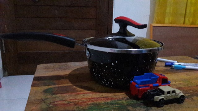 Panci Susu Enamel Q2 2001 Tutup Kaca 20cm - Panci Susu Saucepan Q2