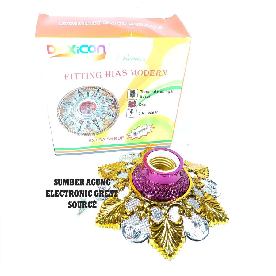 DPL08PSH Fiting Hias Gold Silver Pink Ungu Kipas Mengkilap Kuningan De